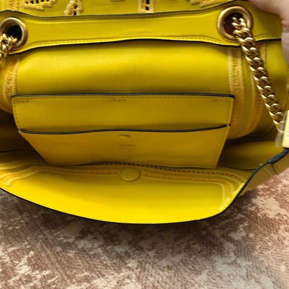 Yellow Designer Chain Shoulder Bag - Picture 8 of 10
